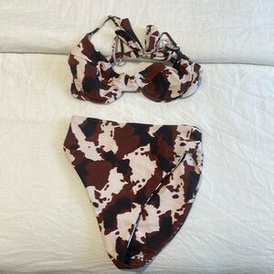SKATIE cow print bikini TOP ONLY